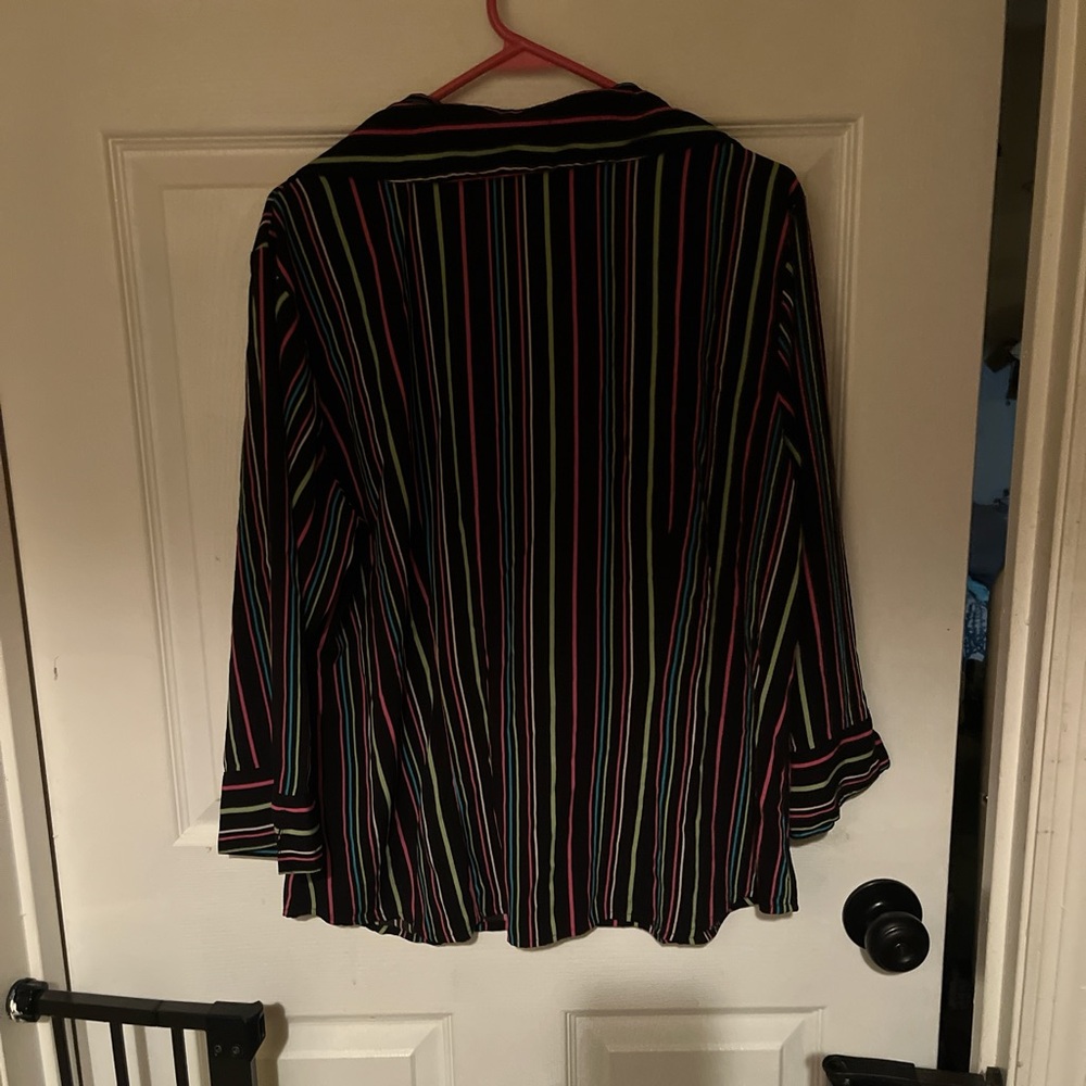 Kim Rogers Black and Pink Striped Top